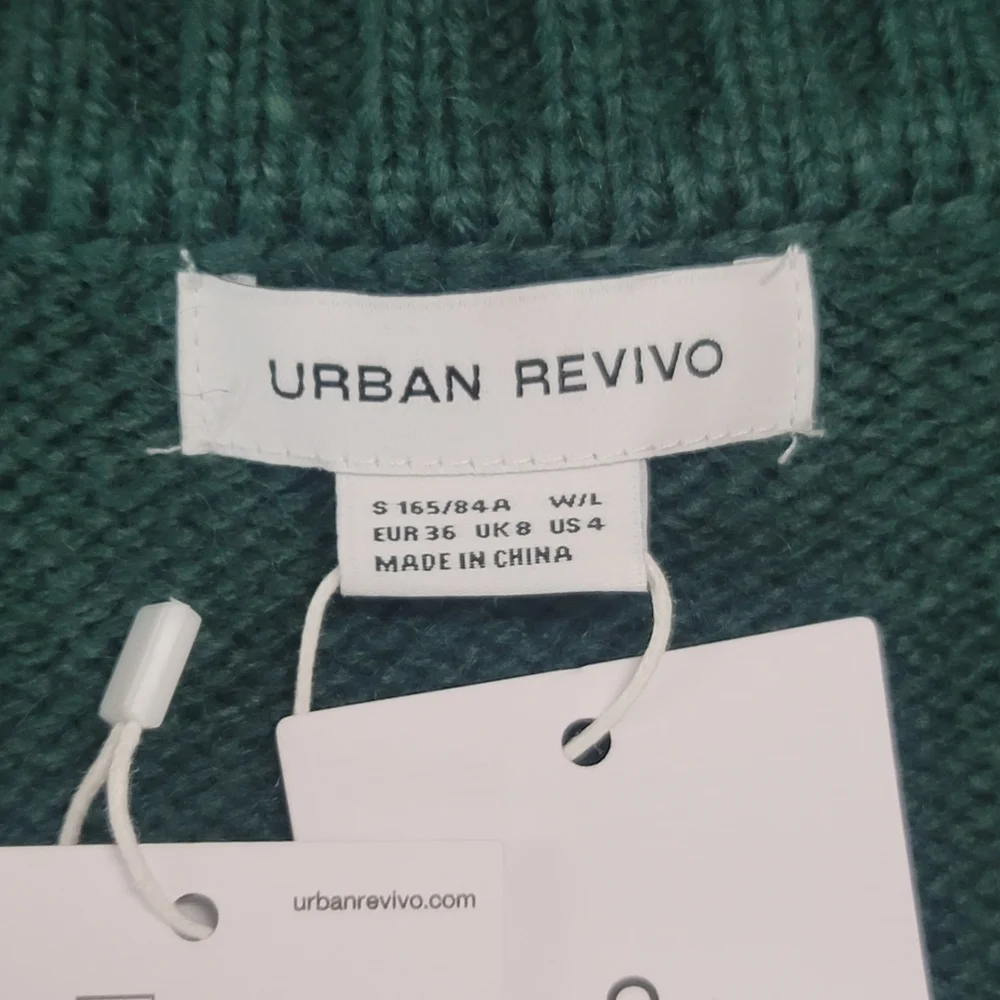 NWT Urban Revivo Colorblock Cable Knit Button Down Oversized Cardigan - Picture 9 of 11